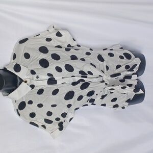Beautiful Spanner Fitted Polka Dot Front Tie Blouse - M